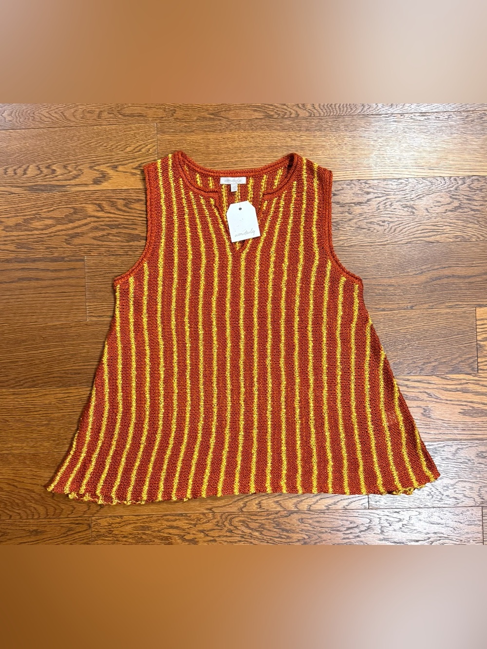 Wonderly Women’s Bossanova Bali State Of Mind Striped Knit Boho Flowy Tank Top